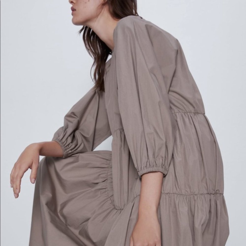 Zara poplin dress bloggers favorite tiered - Picture 3 of 5